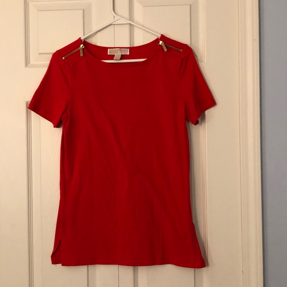 Red Michael Kors shirt with zippers NWOT